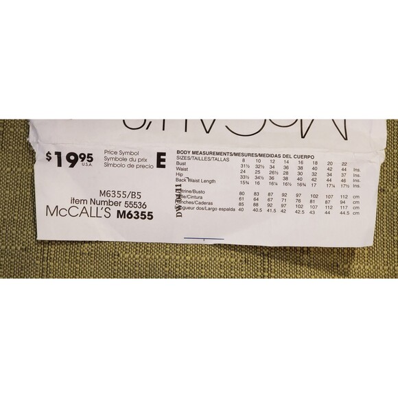 Misses Top and Dresses Sewing Pattern McCalls M6355, Size 8, 10, 12, 14, 16 - Picture 6 of 6